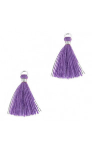 Ibiza style Tassel 1.5cm Silver - chive blossom purple
